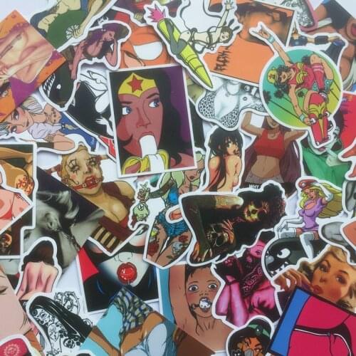 50Pcs Waterproof Sexy beauty Girls Stickers Pvc For Laptop Motorcycle Skateboard Luggage Guitar Decal Toy Sticker