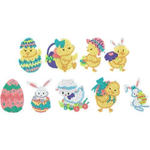 8pcs Animal 5D DIY Round Drill Diamond Painting Stickers Mini Colorful Diamond Art Mosaic Pasters Kits for Kids Book Phone Decor