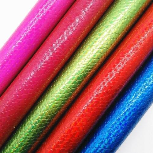 Amonglitter Iridescent Embossed Snake Synthetic Leather Faux Leather Fabric Sheets for DIY Bows Bags 21x29cm A4 size GM3247A