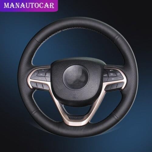 Car Braid On The Steering Wheel Cover for Jeep Grand Cherokee 2014 2015 2016 Interior Accessories DIY Auto Covers Car-styling
