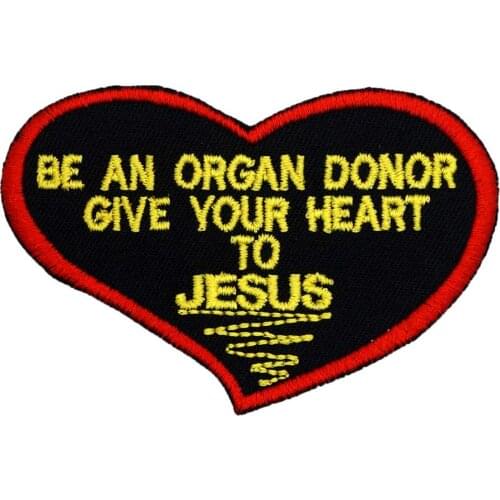 YOUR HEART TO JESUS name tag iron on backing funny punk rock embroidered biker motorcycle patches for vest hat jeans