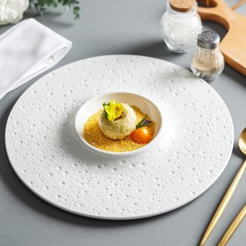 White Creative Western Food Plate Nordic High-end 10.5inch Dessert Plate Solid Color Ceramic Plate Household Tableware Supplies