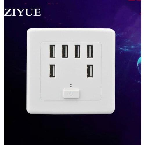 Free Shipping 220V 5V 6 port USB Socket36V Six-bit Usb Socket Mobile Phone Charging Panel