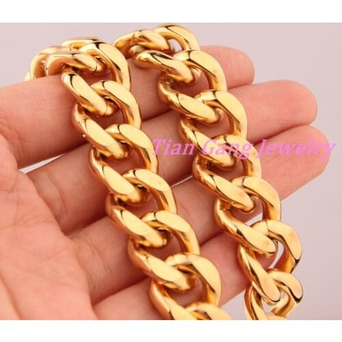 Big Chunky Hip Hop Gold Chain For Men Jewelry Wholesale Gold 15MM Thick Stainless Steel 7"-40" Long Necklace Bracelet