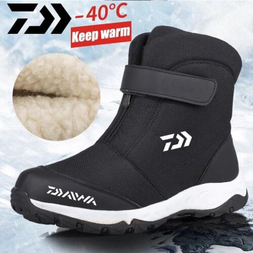 Daiwa Winter Boots Men High-top Water-resistant Cotton Shoes Plus Velvet Warm Couple Snow Boots Fishing Outdoor Casual Shoes