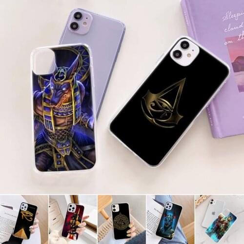 Egypt Nefertiti Anubis Ankh Phone Case For iphone 12 11 mini x xs xr pro max 8 7 6s 6 5 5s 5c se plus Transparent soft