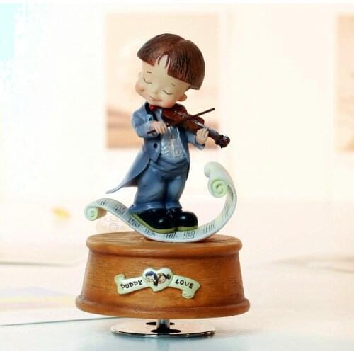 Pure love boy with Violin rotating decorations music box birthday gift for boy Christmas new year gifts