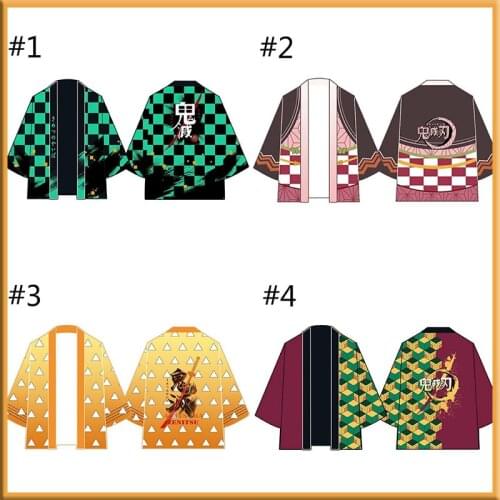 Kids Demon Slayer Cosplay Costume Kimono Kimetsu No Yaiba Nezuko Tanjiro Kamado Tomioka Giyuu Kimono Cardigan Hanfu Children