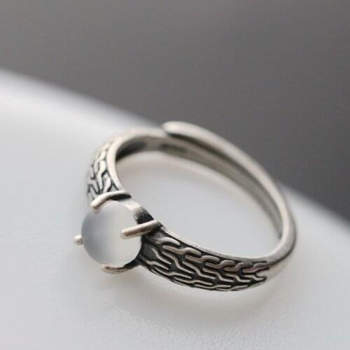 Ecoworld Ge jewelry wholesale natural hand set Moonstone SILVER RING 925 Sterling Silver Ring Vintage Silver female ring