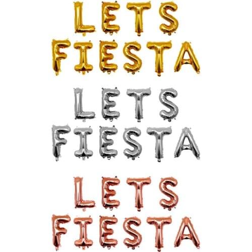 FIESTA Letter Aluminum Balloon Set Gold Rose Gold Mexican Spanish Carnival Party Carnival Alphabet Decoration Balloons