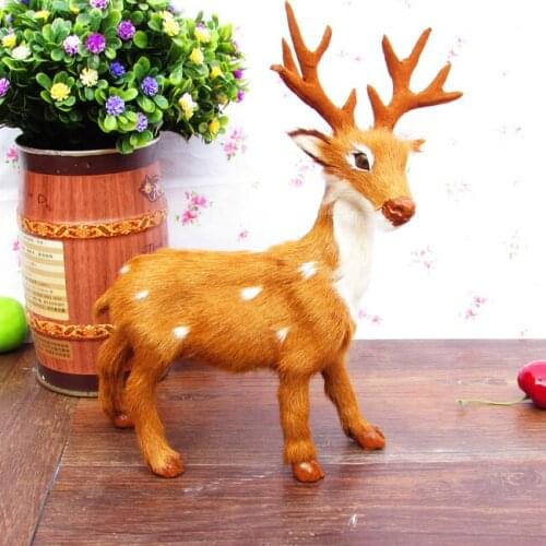 Simulation animal sika deer toy 21x15cm polyethylene & furs resin handicraft,Decoration gift h421