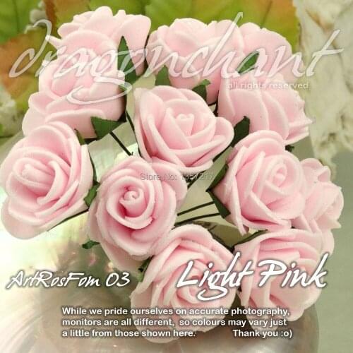 Free Shipping Size 20mm Head Solid Light Pink Color PE Rose Foam Flower Bouquet Scrapbooking Artificial Rose Flower(144pcs/lot)