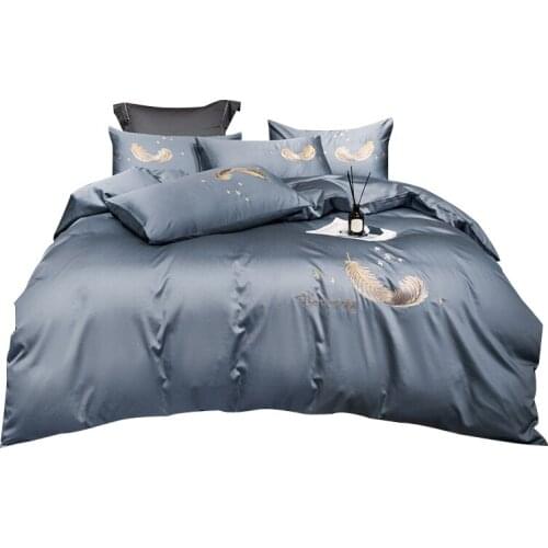60 Long-staple Cotton 4-piece Bedding Set Bed Solid Color Simplicity Bedding Set Luxury Bed Set Duvet Cover Set Home Comforters