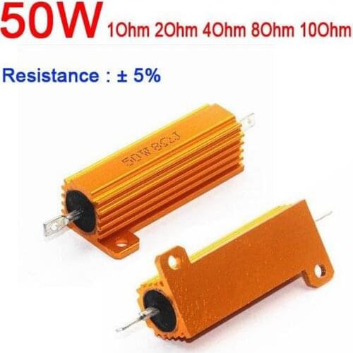 1ohm / 2ohm/ 4 ohm / 8ohm 10ohm 50W Watt Power Metal resistor Aluminum shell for tube amp test dummy Load 1R 2R 4R 8R 10R