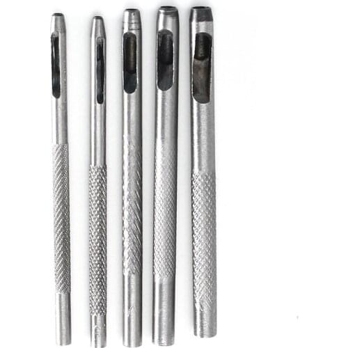 5 Pieces Round Steel Hollow Punch Set Leather Craft Hollow Hole Punch Tools for Leather, with A Box1.5/2.0/3.0/3.5/4.0mm