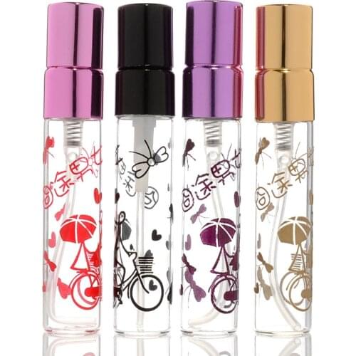 Newest 8Pcs/Lot 5ml Mini Cute Boy And Girl Glass Parfum Bottles With Aluminum Pump Sprayer Atomizer For Valentines Day