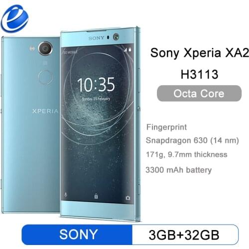 Original Unlocked Sony Xperia XA2 Smatphone Octa Core 5.2" 3GB RAM 32GB ROM 23MP Camera 4G LTE XA2 Mobile Phone