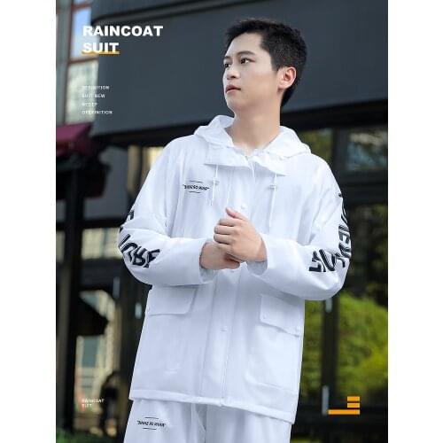 Raincoat Rain Pants Suit Mens Long Full Body Rainproof Waterproof Electric Motorcycle Split Riding Take-out Raincoat