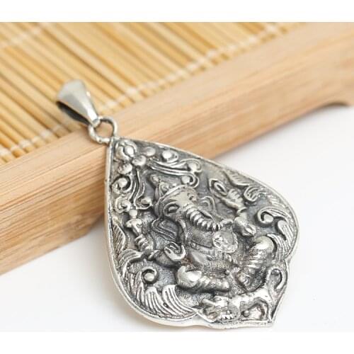 Handcrafted 925 Silver Tibetan Ganesh Buddha Pendant vintage sterling silver Ganesha Pendant Fortune Buddha Pendant