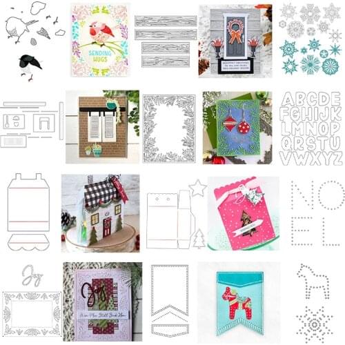 Holiday House Gift Bag Woodwork Banner Starflakes Fir Branches Alphabets Cutting Dies for DIY Scrapbooking Card Crafts 2020 New
