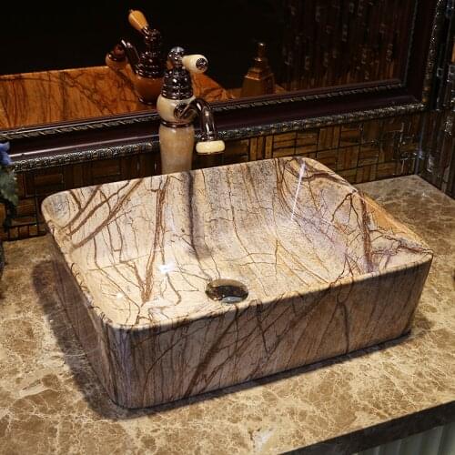 Rectangular Bathroom Lavabo Ceramic Counter Top Wash Basin Cloakroom Hand Painted Vessel Sink bathroom sinks wash hand basin