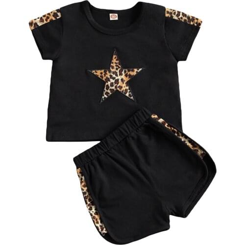 Pudcoco Baby Boys Summer Outfits Suits Short Sleeve Leopard Print Patchwork T-Shirt + Shorts 2Pcs Cozy Soft Clothes Set
