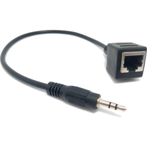 Network RJ45 Female to DC3.5MM Male Jack DC 3.5 Male to RJ45 Female Cable Adapter for Touch Screen Device KTV 0.3m/30cm