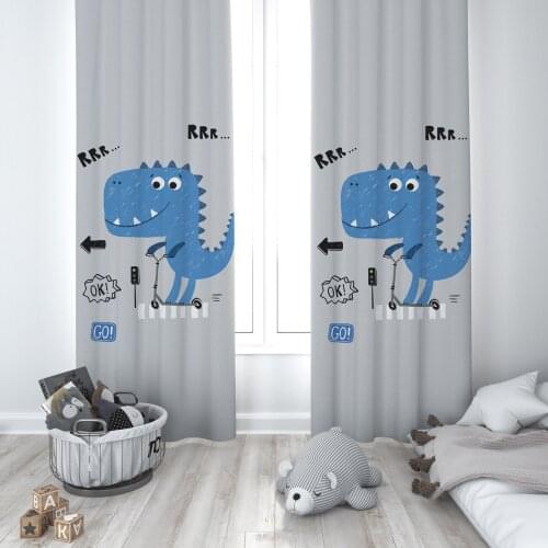 Curtains Children 3D Printed Decorative Items Home Childrens Room Runner Blue Dinosaur Model 038