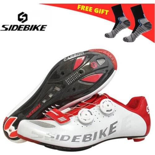 Sidebike New Carbon Fiber Road Cycling Shoes Men Bike Racing Athletic Self-Locking Bicycle Breathable Ultralight Women Sneakers