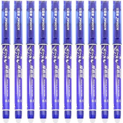 10 Erasable Pens High Temperature Easy To Disappear Blue / Black / Ink Blue Magic Pen Office Erasable Refill Eraser Writing