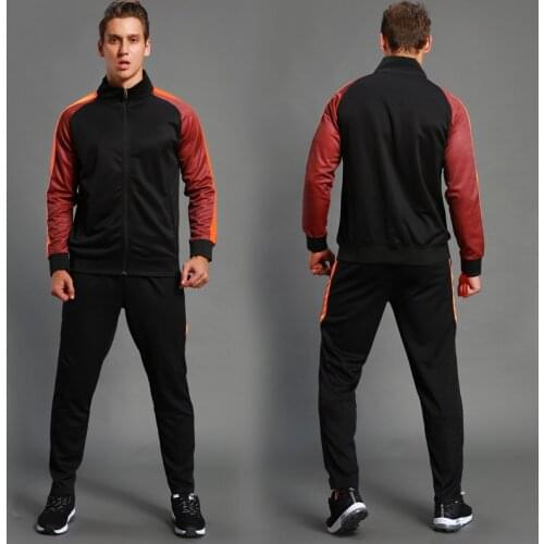 2Pcs Set Mens Soccer Sportswear Tracksuit Jacket Football Training Suit Autumn Winter Spring Long Sleeve Zipper Top and Pants