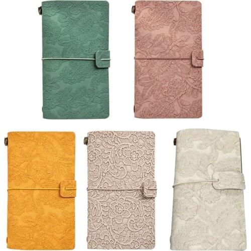 B2EF Handbook A6 Vintage Notebook Retro Embossed Craft PU Leather with Blank Pages