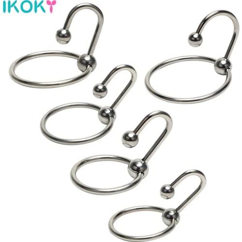 IKOKY Stainless Steel Urethral Dilator with Head Ring Catheter Sound Beads Penis Rings Penis Plug Male Chastity Device