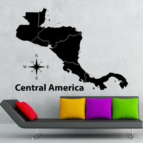 School geography Central America map vinyl wall sticker office family living room bedroom university art deco sticker mural DT21