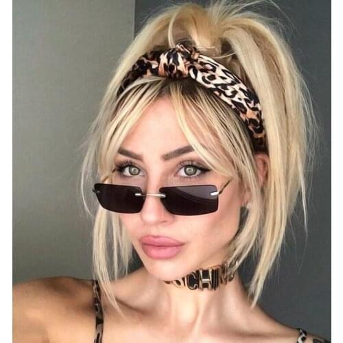 Vintage Black Square Sunglasses Women Luxury Brand Small Rectangle Sun Glasses Female Ocean Mirror Fashion Rimless Oculos De Sol