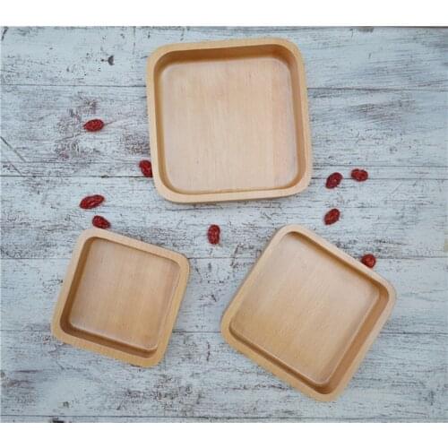 Japan style Creative Rectangular Wooden Tableware Full Solid Wood Handmade Wooden Salad Tray Instant Noodle Bowl Cake Plate