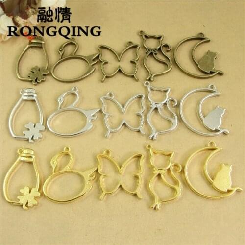 RONGQING DIY jewelry 30 pcs / bag Swan Lucky bottle Moon cat Kitten butterfly Pendant