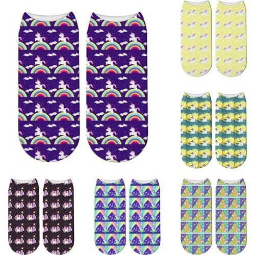 Hot Sale Harajuku Unicorn Women Sock Cartoon Kawaii Unicorn Grils Short Socks Pink Harajuku Soft Socks
