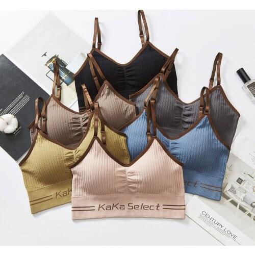 Women Cotton Underwear Tube Top Brassiere Sexy Letter Top Fashion Sports Tank Up Seamless Comfort Underwear Female Sexy Lingerie