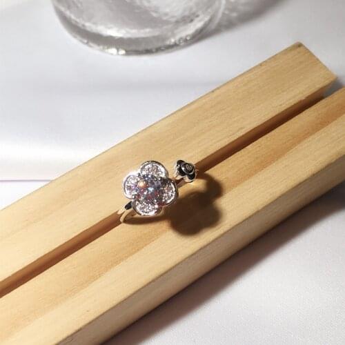 Real s925 sterling silver micro-inlaid zircon opening fashion fashion silver ring women