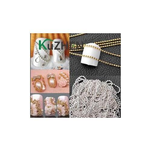 1PCS 100% 1m Nail Art Tips 3D Stickers Metal Glitter Striping Ball Beads Chain Decoration