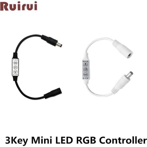 DHL 100pcs/lot Mini LED dimmer12V-24V/12A 3 keys black, LED controller switch for single color LED strip light brightness adjust