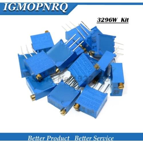 15values*1pcs 15pcs 100ohm-2Mohm 3296w Potentiometer kit 50 100 200 500 ohm 1k 2k 5k 10k 20k 50k 100k 200k 500k 1M 2M NEW
