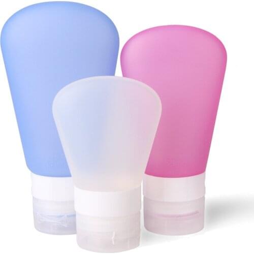 3Pcs/Set Refillable Bottles Travel Silicone Skin Care Lotion Shampoo Gel Squeeze Bottle 37/60/89ml Tube Containers Squeeze Kits