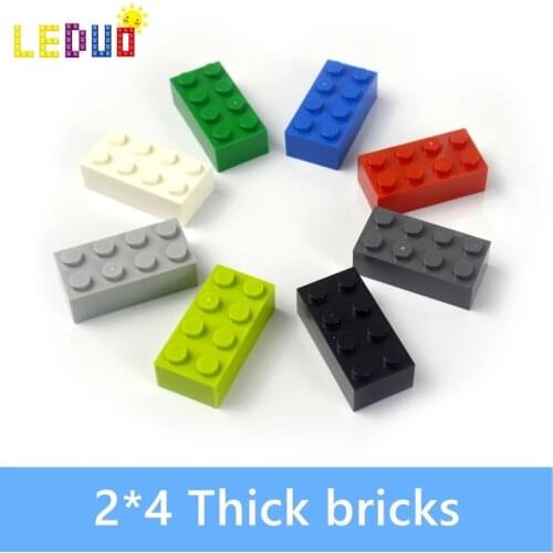 50pcs DIY Building Blocks Figures Thick Bricks 2x4 Dots Educational Creative Size Compatible With 3001 Plastic Toys for Children