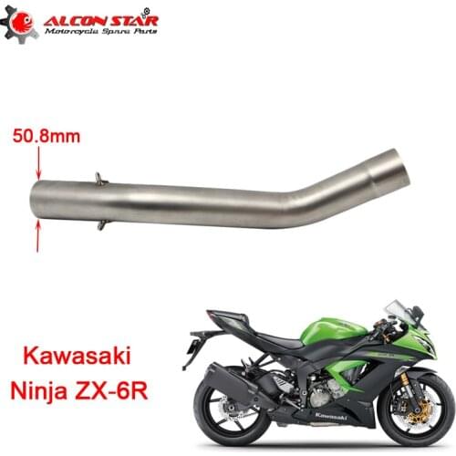 Alconstar- ZX-6R Motocross Motorcycle Exhaust Muffler Middle Pipe Side Row For Kawasaki ZX6R ZX-6R 2009-2014 without exhaust