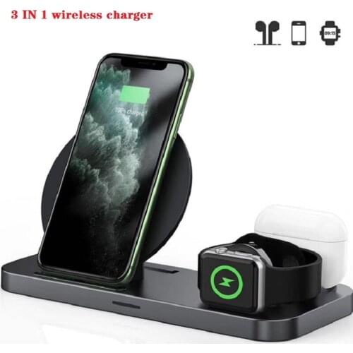 BE-272 3 In 1 Qi Wireless 15W Charger Dock Station Fast Quick Charging Foldable Disc for IPhone IWatch AirPods Samsung Portable