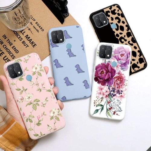 Phone Cases For OPPO A15 Case Flower Dinosaur Soft TPU Back Cover For OPPO A15 A 15 OppoA15 CPH2185 6.52'' Fundas Bumper Shell