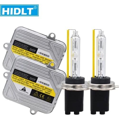 HIDLT DC 55W Ballast HID Headlight Kit Xenon H1 H7 H11 9005 9006 9012 D2H 5500K Fast Bright HID Replacement Bulb 12V Ballast Kit