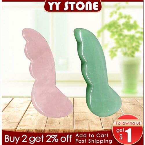 Hot Massage Tool Guasha Board Natural green jade scraping plate scraper stone massager thin slimming face v-line beauty